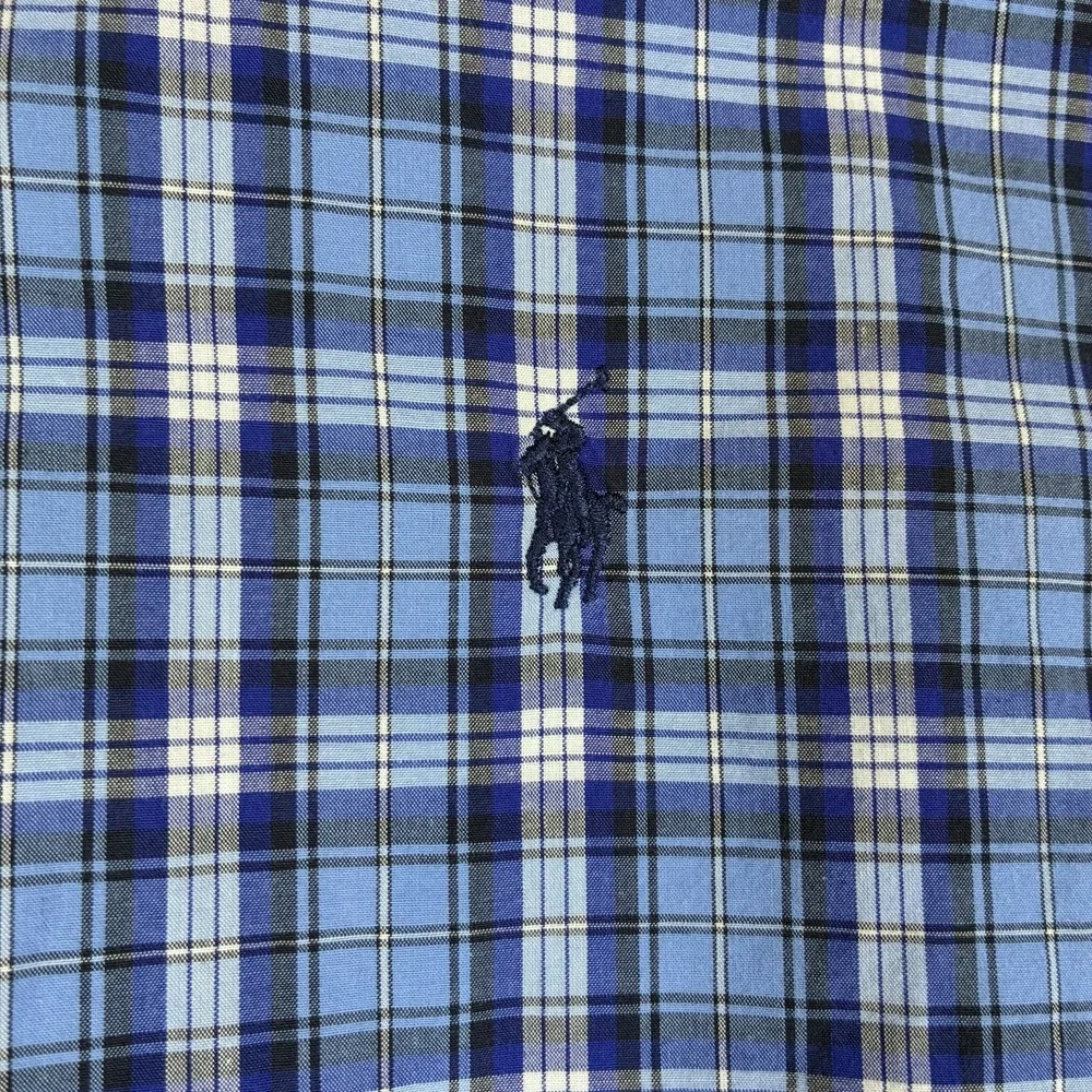 Polo Ralph Lauren Blake Short Sleeve Plaid Button Down Shirt Men's L Blue pony